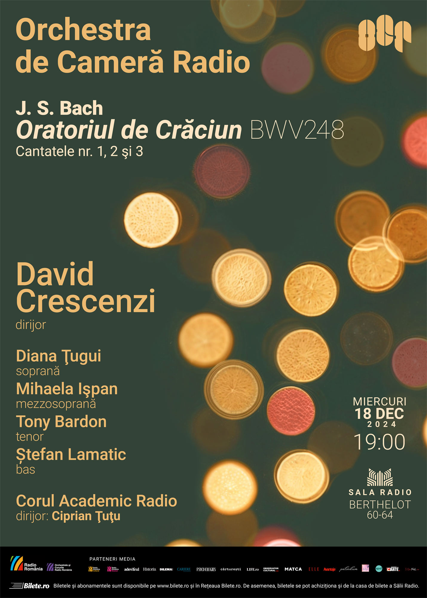 Bach – Oratoriul de Crăciun (fragmente) – OCR, Corul Academic Radio, D. Crescenzi  (Concert la care este valabil Abonamentul OCR) 