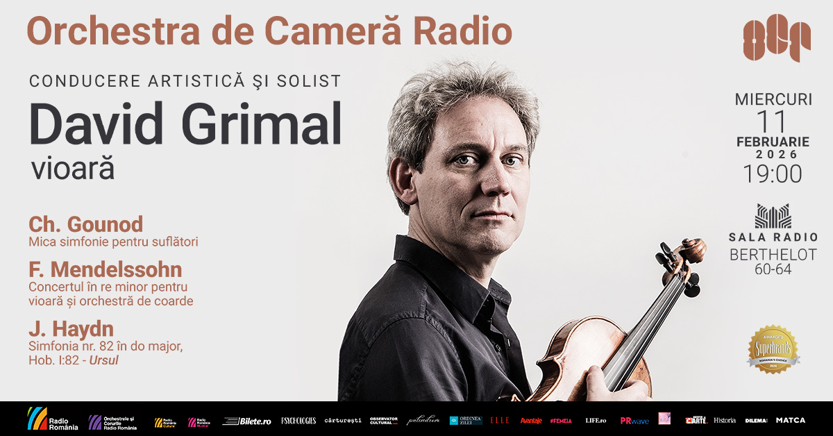 Violonistul francez David Grimal: concert Gounod/ Mendelssohn/ Haydn la Sala Radio